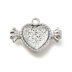 Platinum Transparent Clear Resin Rhinestone Charms, Heart Charms, with Alloy Findings, Platinum, 15x21x4.5mm, Hole: 1.6mm