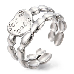 Нержавеющая Сталь Цвет 304 сердечные манжеты из нержавеющей стали, широкая полоса кольца, открытое кольцо для женщин и девочек, со словом лучший, цвет нержавеющей стали, размер США 6 (16.7 мм)