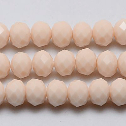 Navajo White Imitation Jade Glass Bead Strands, Faceted, Rondelle, Navajo White, 3.5x2.5~3mm, Hole: 1mm, about 139pcs/strand, 14 inch