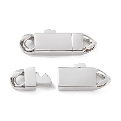 Stainless Steel Color 304 Stainless Steel Bayonet Clasps, Rectangle, Stainless Steel Color, 28.5x10x4mm, Hole: 4x3mm