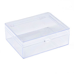 Clear Rectangle Polystyrene Bead Storage Container, with Cover, for Jewelry Beads Small Accessories, Clear, 150x130x55mm