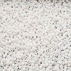 (401) Opaque AB White Toho perles de rocaille rondes, perles de rocaille japonais, (401) opaque ab blanc, 11/0, 2.2mm, Trou: 0.8mm, environ5555 pcs / 50 g
