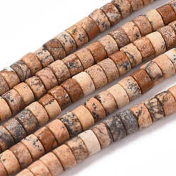Picture Jasper Natural Picture Jasper Beads Strands, Flat Round/Disc, 4x2mm, Hole: 0.7mm, about 154pcs/strand, 15.43 inch(39.2cm)