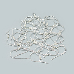 Silver 925 Sterling Silver Earring Hooks, with 925 Stamp, Silver, 15x16.5mm, Hole: 1.5mm, 22 Gauge, Pin: 0.6mm