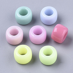 Mixed Color Opaque Acrylic European Beads, Large Hole Beads, Ring, Mixed Color, 8.5x6mm, Hole: 4.5mm, about 1950pcs/500g