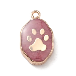 Rhodonite Natural Rhodonite Pendants, Oval Charms with Golden Brass Edge, 22x13x3~5.5mm, Hole: 1.8mm