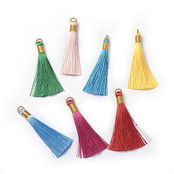 Mixed Color Polyester Tassel Pendants, Mixed Color, 80~83x7~8mm, Hole: 5~7mm