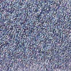 (RR286) Light Amethyst Lined Crystal AB Cuentas de rocailles redondas miyuki, granos de la semilla japonés, (rr 286) cristal forrado de amatista clara ab, 11/0, 2x1.3 mm, Agujero: 0.8 mm, sobre 5500 unidades / 50 g