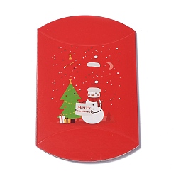 Bonhomme de neige Boîtes d'oreiller en papier, coffrets cadeaux bonbons, pour les faveurs de mariage fournitures de fête d'anniversaire de douche de bébé, rouge, modèle de bonhomme de neige, 3-5/8x2-1/2x1 pouce (9.1x6.3x2.6 cm)