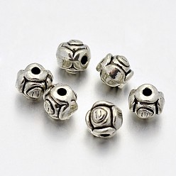 Antique Silver Tibetan Style Alloy Flower Rose Spacer Beads, Lead Free & Cadmium Free & Nickel Free, Antique Silver, 5x5mm, Hole: 1mm