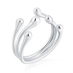 Silver 925 Sterling Silver Claw Open Cuff Ring, Hollow Chunky Ring for Women, Silver, US Size 4 1/4(15mm)