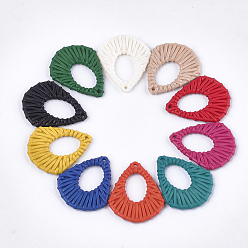Mixed Color Acrylic Pendants, Imitation Woven Rattan Pattern, Kite, Mixed Color, 41x34x4mm, Hole: 1.8mm