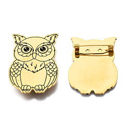 Golden 201 Stainless Steel Owl Lapel Pin, Animal Badge for Backpack Clothes, Nickel Free & Lead Free, Golden, 45x32x7mm, Pin: 0.7mm