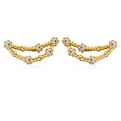 Capricorne Boucles d'oreilles à clous constellation en zircone cubique, boucles d'oreilles dorées en argent sterling, Capricorne, 925mm