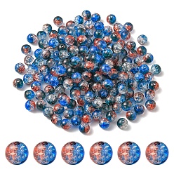 Blue 50G Transparent Crackle Acrylic Beads, Round, Blue, 8x7.5mm, Hole: 1.8mm