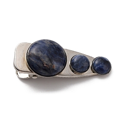 Sodalite Natural Sodalite Alligator Hair Clips, with Iron Finding, Cadmium Free & Lead Free, 26~27x59~61x14~16mm