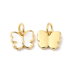 Real 16K Gold Plated Brass Enamel Charms, with Jump Ring, Butterfly Charms, Real 16K Gold Plated, 7.5x9x2mm, Hole: 3.5mm