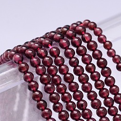 Grenat Brins de perles rondes en grenat naturel de qualité a, importé du Mozambique, 3mm, Trou: 1mm, Environ 121 pcs/chapelet, 15 pouce