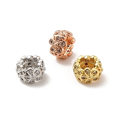 Mixed Color Rack Plating Brass Micro Pave Cubic Zirconia Beads, Long-Lasting Plated, Cadmium Free & Lead Free, Flower, Mixed Color, 8x5mm, Hole: 4mm