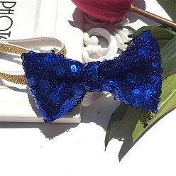 Dark Blue Adjustable Cat Dog Bowknot Collars, Sequin/Paillette Beaded Pet's Bow Tie, Pet Bowknot Necktie, Dark Blue, 190~350mm