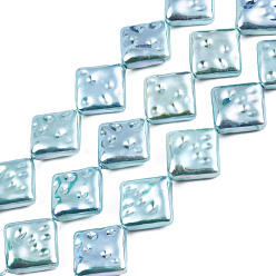 Medium Turquoise ABS Plastic Imitation Pearl Beads Strands, AB Color Plated, Rhombus, Medium Turquoise, 18x18.5x6mm, Hole: 0.5mm, about 22pcs/strand, 15.55 inch~15.75 inch(39.5~40cm)