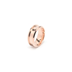 Rose Gold 201 Stainless Steel Grooved Finger Ring Settings, Ring Core Blank, for Inlay Ring Jewelry Making, Rose Gold, Inner Diameter: 18mm, 8mm, Ring Groove: 4.3mm