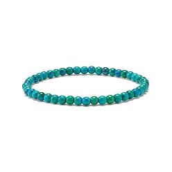 Teal 4.5MM Natural White Jade(Dyed) Round Beaded Stretch Bracelet, Dainty Gemstone Jewelry for Women, Teal, Inner Diameter: 2-3/8 inch(6cm), Beads: 4.5mm