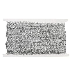 Plata Borde de encaje de poliéster, guirnalda brillante colgando guirnalda, para cortina, decoración de textiles para el hogar, plata, 1/2 pulgada (12 mm)