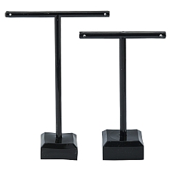 Black T Bar Organic Glass Earring Display Stand, T Bar with Two Holes, Black, 6x9cm, 8x11cm, 2pcs/set
