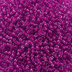 (980) Luminous Light Sapphire/Neon Pink Lined TOHO Round Seed Beads, Japanese Seed Beads, (980) Luminous Light Sapphire/Neon Pink Lined, 8/0, 3mm, Hole: 1mm, about 1110pcs/50g