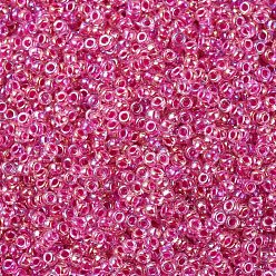(RR355) Hot Pink Lined Crystal AB MIYUKI Round Rocailles Beads, Japanese Seed Beads, (RR355) Hot Pink Lined Crystal AB, 11/0, 2x1.3mm, Hole: 0.8mm, about 1100pcs/bottle, 10g/bottle