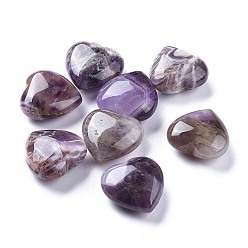Amatista Piedra de amor de corazón de amatista natural, piedra de palma de bolsillo para el equilibrio de reiki, 25x25.3x11.5 mm