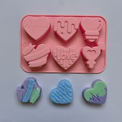 Coral Claro Moldes de jabón de corazón de silicona diy, para hacer jabones artesanales, Día de San Valentín, coral luz, 185x124x20 mm