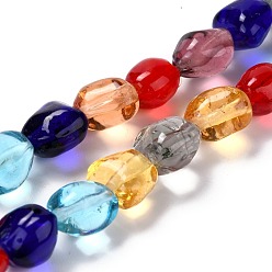 Coloré Brins de perles à chalumeau manuels, nuggets, colorées, 10x9.5x7.5mm, Trou: 1.2mm, Environ 40 pcs/chapelet, 15.16 pouce (38.5 cm)