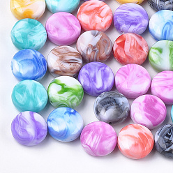 Mixed Color Acrylic Beads, Imitation Gemstone, Flat Round, Mixed Color, 20x10mm, Hole: 2mm, about 172pcs/500g
