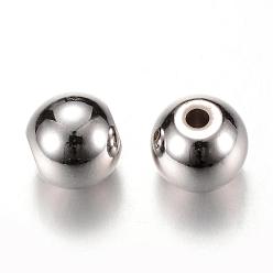 Platinum Brass Spacer Beads, Round, Platinum, 5x4.5mm, Hole: 1.5mm