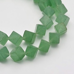 Зеленый Авантюрин Куб природные зеленые авантюрин бисер пряди, 9x8x6 мм, отверстие : 1 мм, около 48 шт / нитка, 15.7 дюйм