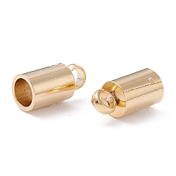 Real 24K Gold Plated 201 Stainless Steel Cord Ends, End Caps, Column, Real 24K Gold Plated, 8x4mm, Hole: 1.5mm, Inner Diameter: 3mm
