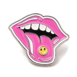 Lip Alfileres de esmalte serie rosa, Broches de aleación en tono platino para ropa, mochila, mujer, labio, 26.5x30x1.5 mm