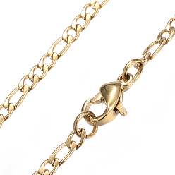 Золотой Ионное покрытие (ip) 304 ожерелья-цепочки Фигаро из нержавеющей стали, с омаром застежками, золотые, 17.7 дюйм (45 см), 2 мм