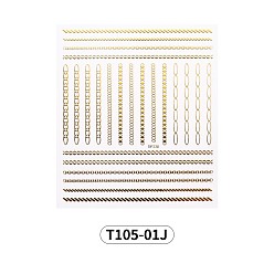 Others 3D Nail Art Stickers Decals, Gold Stamping, Self-adhesive, for Nail Tips Decorations, Chain Pattern, 90x77mm, Package Size: 95x138mm