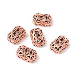 Black Eco-friendly Brass Micro Pave Cubic Zirconia Multi-strand Links, Rack Plating, Cadmium Free & Lead Free, Rectangle Octagon, Rose Gold, Black, 14x10x5mm, Hole: 1.4mm