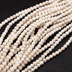 Blanc Floral Brins de perles de magnésite naturelle, facette, ronde, floral blanc, 10mm, Trou: 1mm, à propos 36pcs / strnad, 15.74 pouce