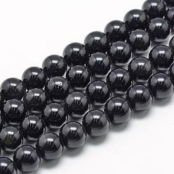 Obsidienne Obsidienne naturelle perles brins, ronde, 8~9mm, Trou: 1mm, Environ 45~48 pcs/chapelet, 15.7 pouce