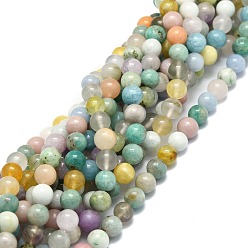 Mixed Stone Natural Mixed Gemstone Beads Strands, Natural Amazonite & Angelite & Pink Opal & Myanmar Jade, Round, 8mm, Hole: 1mm, about 48pcs/strand, 15.55''(39.5cm)