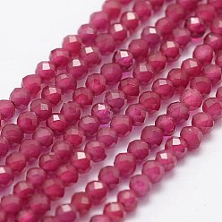 Rouge Violet Moyen Chapelets de perles en verre, imitation quartz, facette, ronde, support violet rouge, 2mm, Trou: 0.5mm, Environ 175 pcs/chapelet, 14.9 pouce (38 cm)