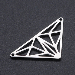 Stainless Steel Color 201 Stainless Steel Links connectors, Laser Cut Links, Triangle, Stainless Steel Color, 15.5x28x1mm, Hole: 1.2mm