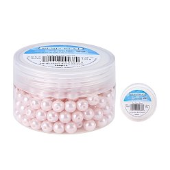 Pink Perles rondes en verre teinté écologique, rose, 6mm, trou: 1.2~1.5 mm, environ 400 / boîte