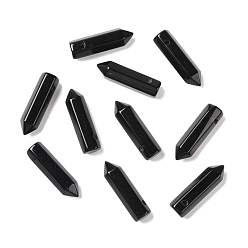 Obsidian Natural Obsidian Pointed Pendants, Faceted, Bullet, 30~33x8~9mm, Hole: 1.4~1.6mm