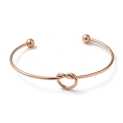Rose Gold Ion Plating(IP) 304 Stainless Steel Knot Cuff Bangles for Women, Torque Bangles, Rose Gold, 0.2~1.15cm, Inner Diameter: 2-1/2x1-3/4 inch(6.35x4.45cm)